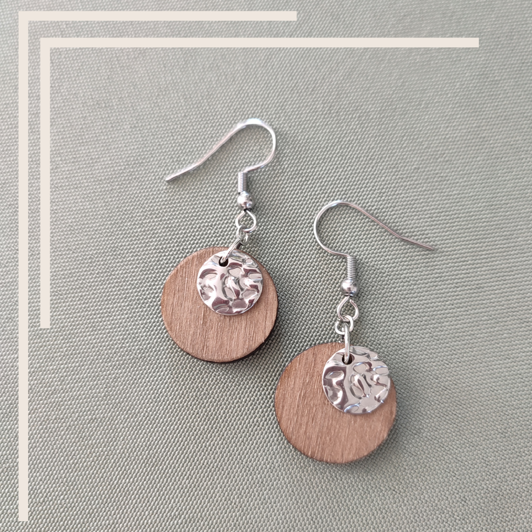 Boucles d'Oreilles "Épure Argentée" – Duo Acier Inoxydable & Design Circulaire