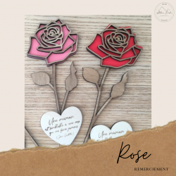 Rose  en bois - cadeau original - personnalisable - fleur en bois - fleur éternelle - fabriqué à la main en france - fête des mè