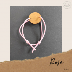 Bracelet en bois Rose - idée cadeau - fabriqué à la mainen france - fleur 
