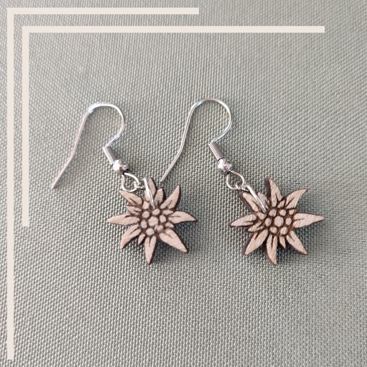 Boucles d'oreilles EDELWEISS en bois de peuplier