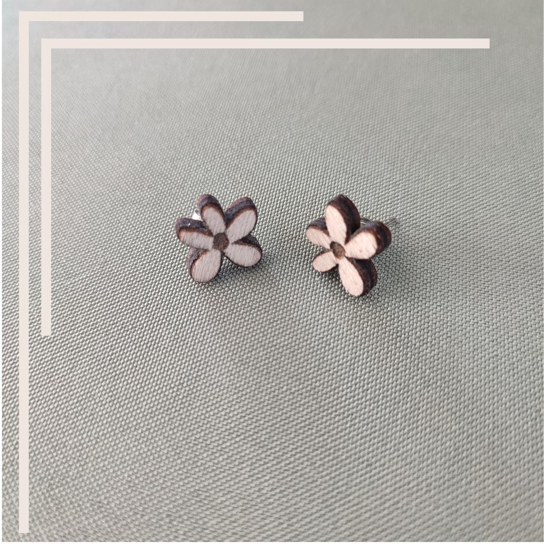 Puces d’Oreilles "Petite Fleur" – Bois de Peuplier